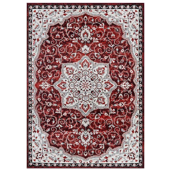 Traditional Medallion Red 7 ft. 10 in. x 10 ft. Area Rug