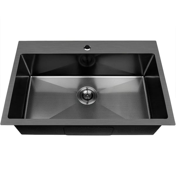 Golden Vantage HEX 30 in. Drop-In Single Bowl Gunmetal Black