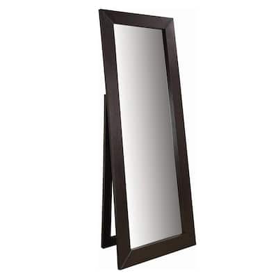 Oversized Brown Wood Modern Mirror (72 in. H X 28 in. W)