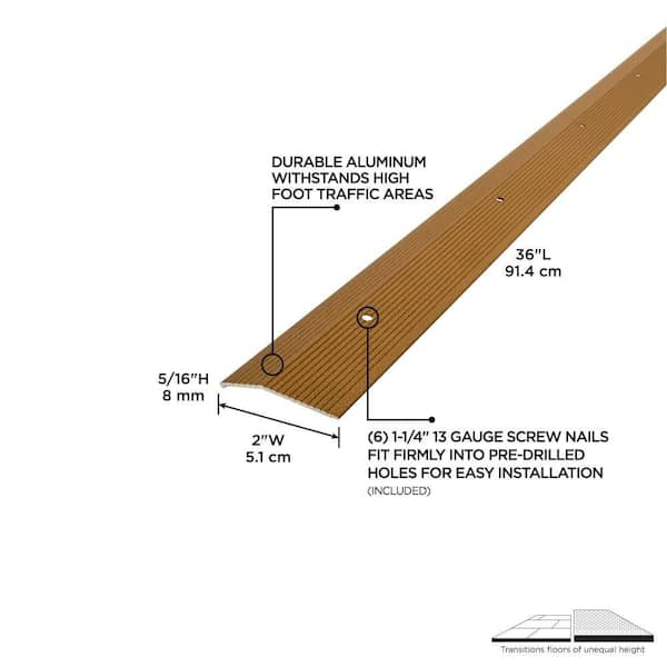 2"X 36" ANTIQUE BRASS ALUMINUM CARPET TRIM W/SCREW NAILS
