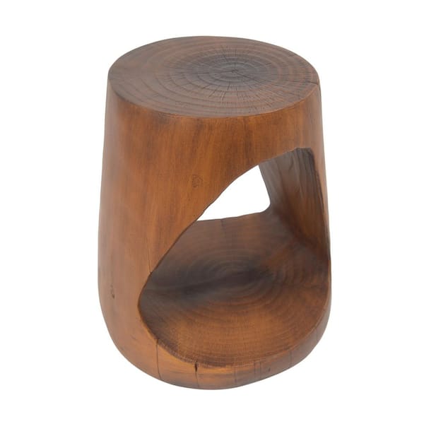 MGO Outdoor/Indoor Hollow Side Table, Wood-like Texture Antique Brown