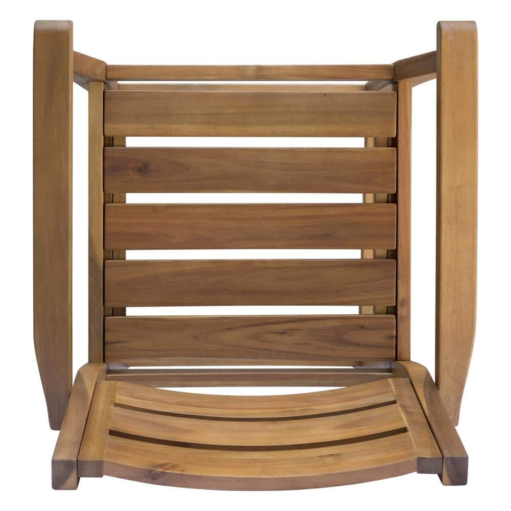 Rustic Acacia Wood Tapered-Leg Barstool, Teak Brown - Set of 2
