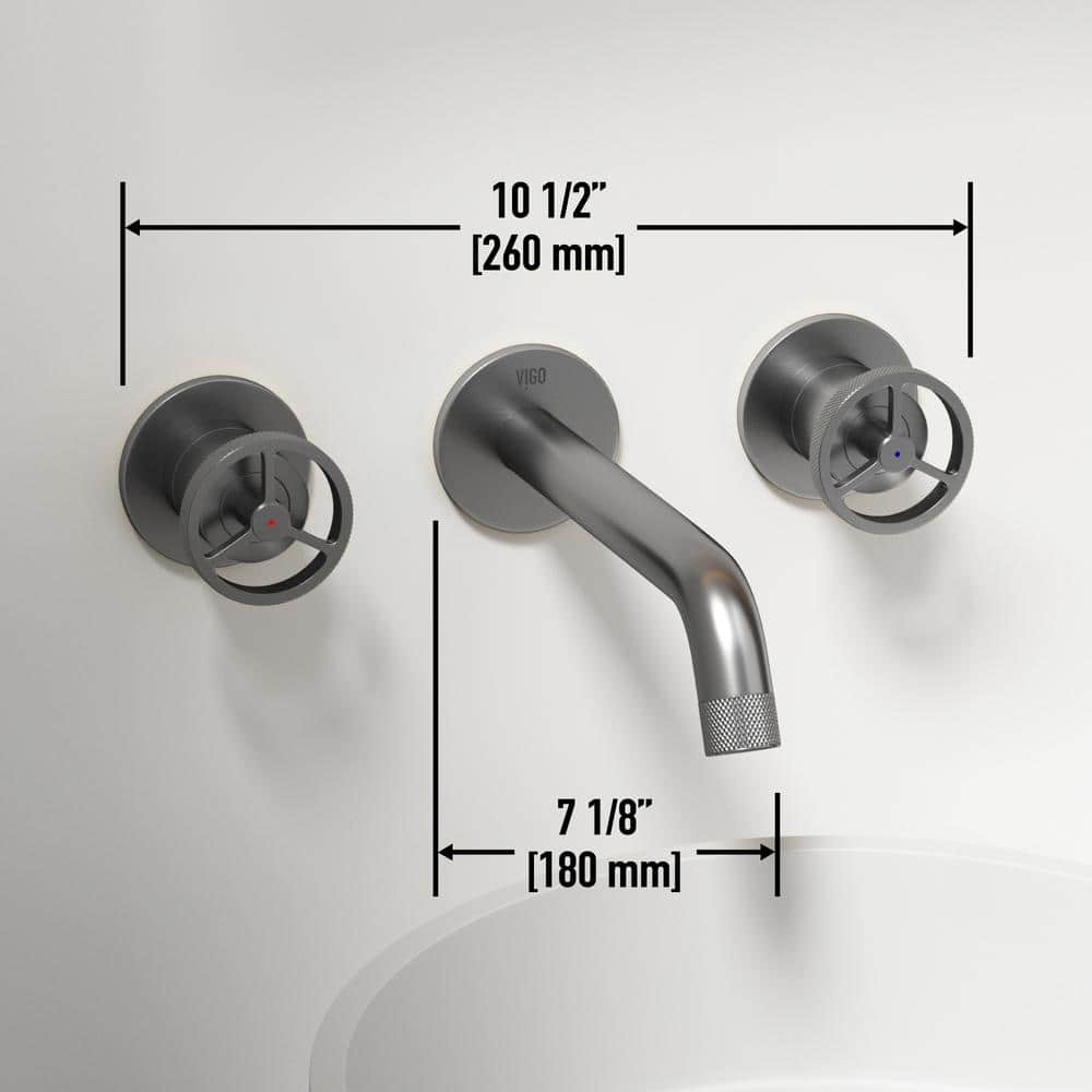 Cass Brushed Nickel Wall Mount Bathroom Faucet