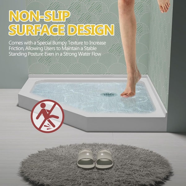 Zeafive Zeno 36 in. L x 36 in. W Neo Angle Corner Shower Pan Base