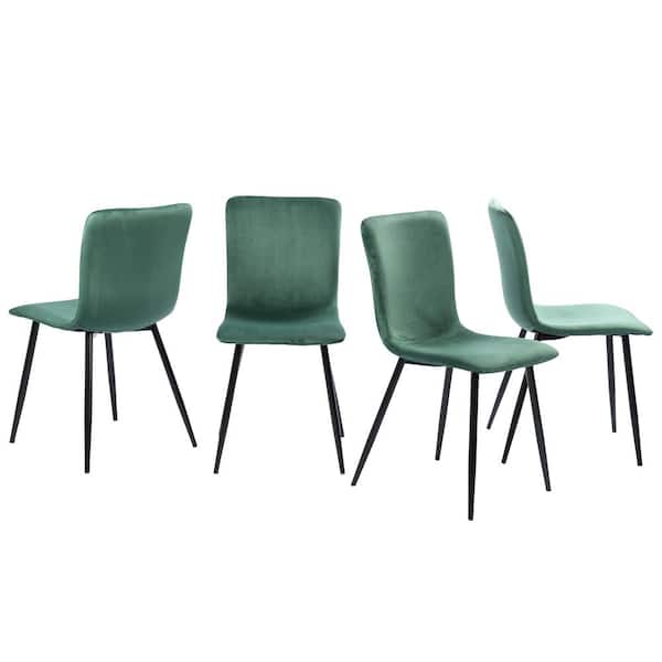 FurnitureR Scargill Green Velvet Upholstered Hight Back Dining Chair (Set of 4)