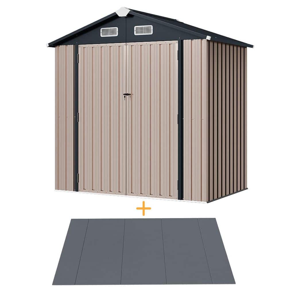 Sizzim 6 ft. W x 4 ft. D Outdoor Storage Metal Shed with Floor