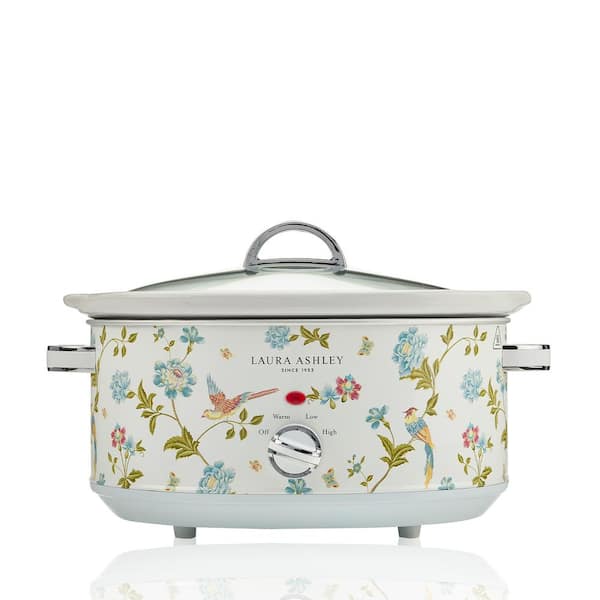 Laura Ashley VQ - 6.8 qt. Elveden White Slow Cooker with Non-Slip Feet