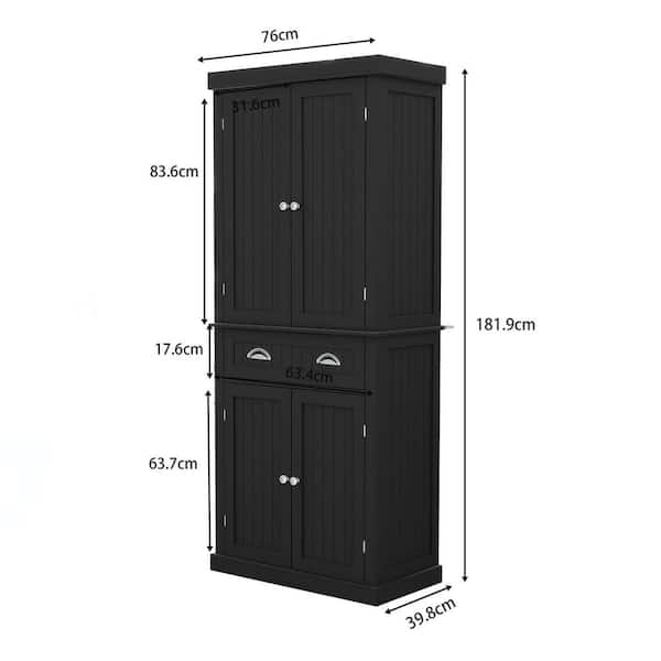XUJMK 30 in. W x 16 in. D x 72 in. H Black Linen Cabinet, 71 in