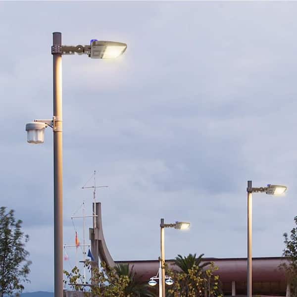 900-Watt Equivalent Adjustable Lumen & CCT 300-Watt LED Parking Lot Area Light Slip Fitter 45000 Lumen Floodlight Bronze