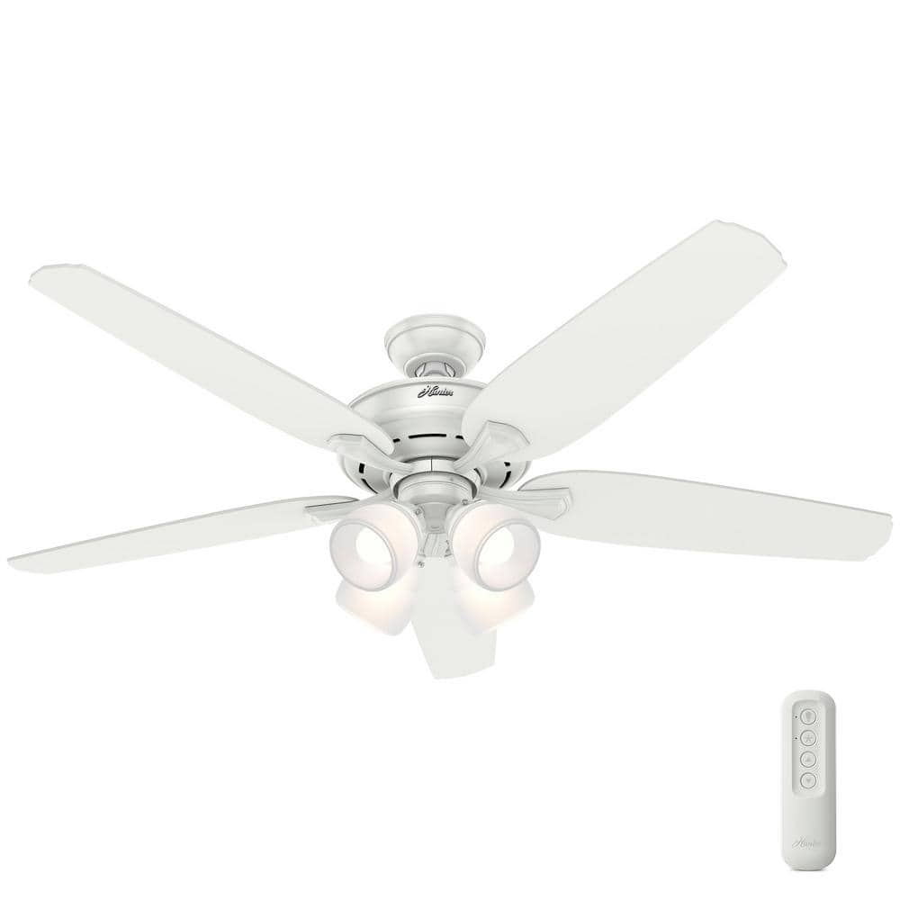 Hunter Channing 52 in. LED Indoor Snow White Ceiling Fan with Light and