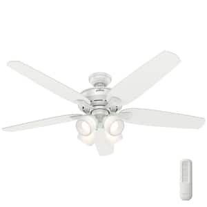 Channing 52 in. LED Indoor Snow White Ceiling Fan with Light and Remote
