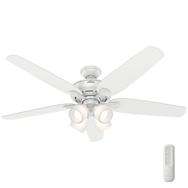 Hunter Channing 52 in. LED Indoor Snow White Ceiling Fan with Light and Remote