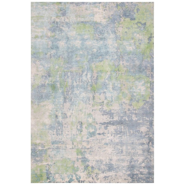 Mirage 6 ft. x 9 ft. Aqua/Green Marble Distressed Area Rug