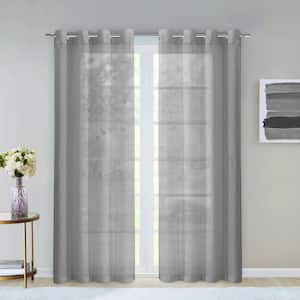 Silver Solid Grommet Sheer Curtain - 55 in. W x 84 in. L (Set of 2)