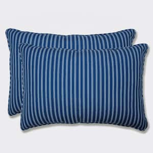 Stripe Blue Rectangular Outdoor Lumbar Throw Pillow 2-Pack