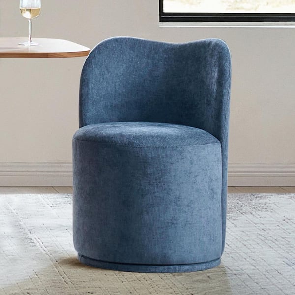 Clester Navy Polyester 360° Swivel Dining Chair