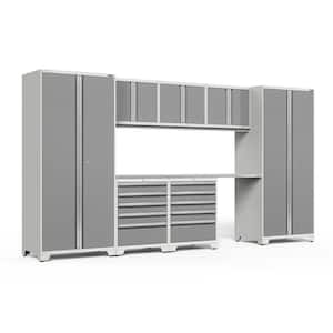 Pro Series 156 in. W x 84.75 in. H x 24 in. D 18-Gauge Welded Steel Garage Cabinet Set in Platinum (8-Piece)