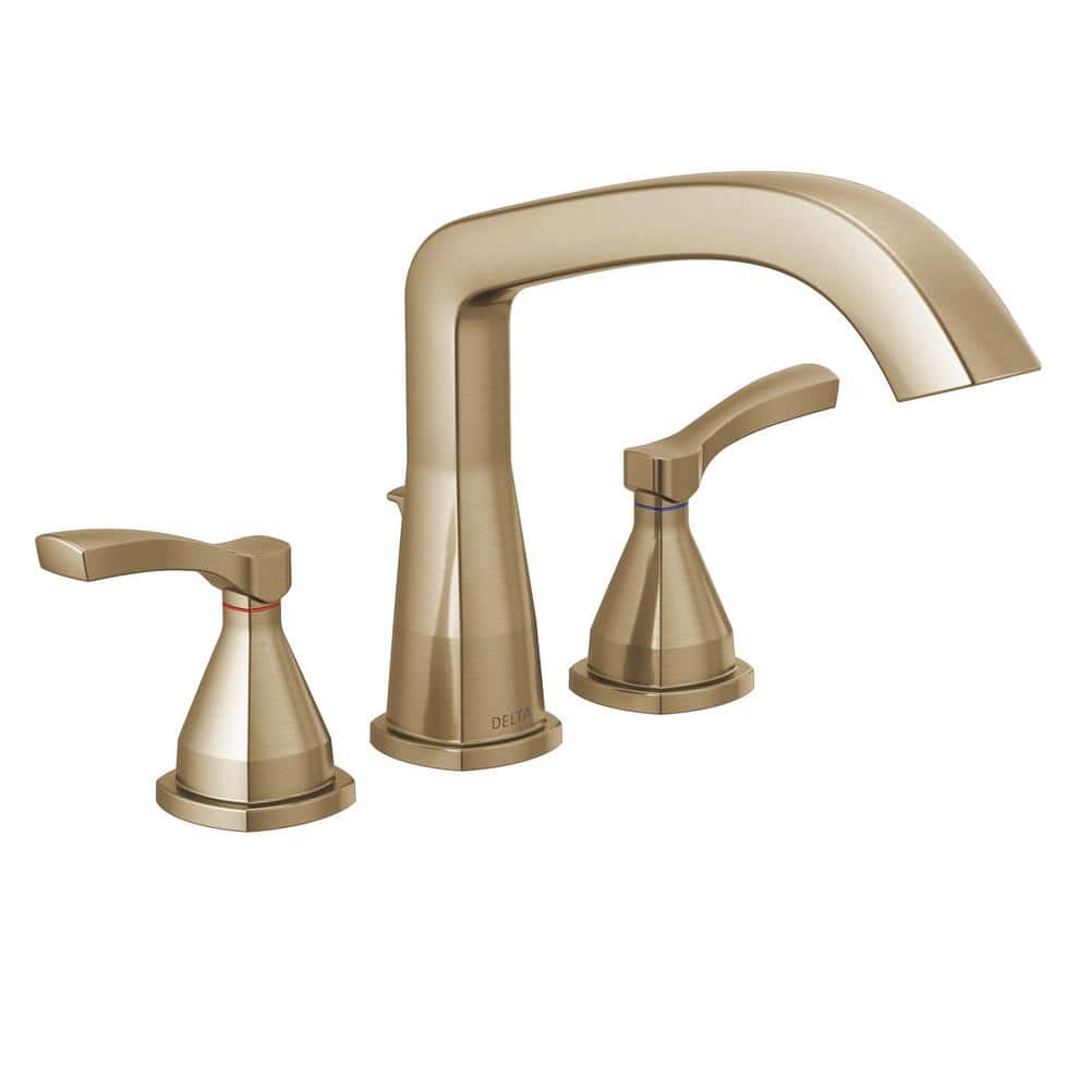 Delta Stryke 2Handle Deck Mount Roman Tub Faucet Trim Kit in Champagne