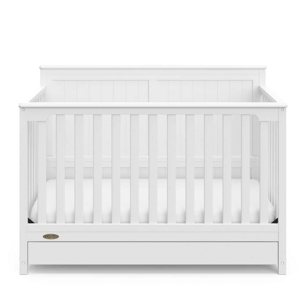 White 5-in-1 Convertible Crib with Storage Drawer