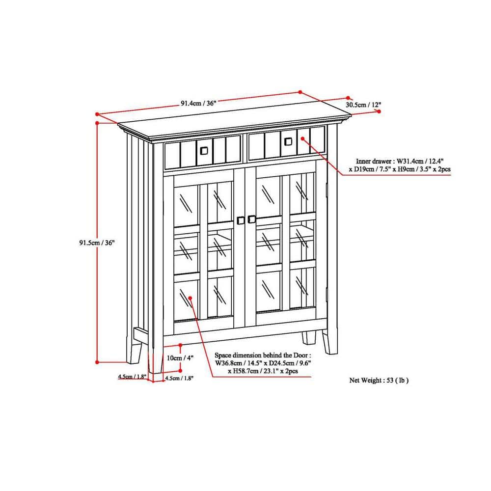 Fog Grey Solid Wood Transitional Storage Cabinet with Adjustable Shelving
