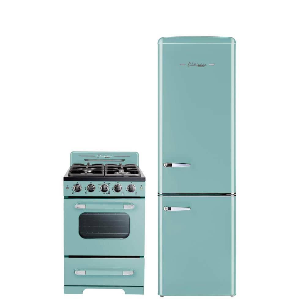 Classic Retro 24" Ocean Mist Turquoise Gas Range with Convection Oven