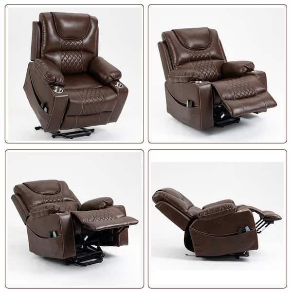 YOFE Large Light Brown Fabric Manual Recliner Chair with USB and 2-Cup  Holders, 360° Swing Massage Heated Single Sofa Chair  CamyBE-GIS00007W1521-Recliner01 - The Home Depot