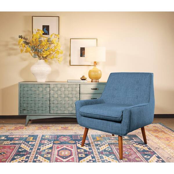 Office Star Products Rhodes Blue Fabric Chair with Coffee Legs