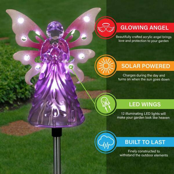 Exhart Solar Angel 2.82 ft. Pink Plastic Garden Stake 14158-RS