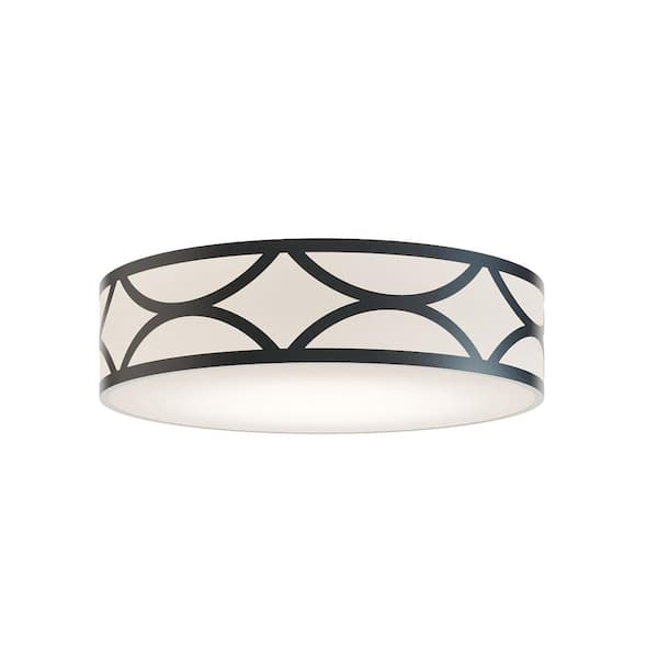 AFX Lake 24 in. 42-Watt Black Integrated LED Flush Mount with White Acrylic Shade