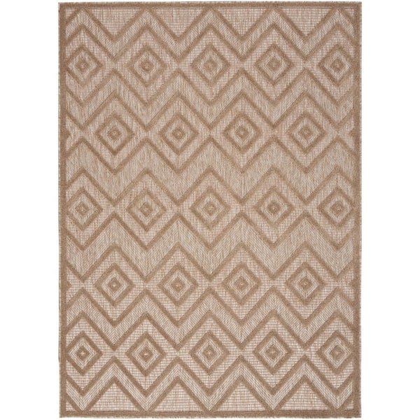 Nourison Versatile Natural Beige 5 ft. x 7 ft. Geometric Contemporary Indoor/Outdoor Area Rug