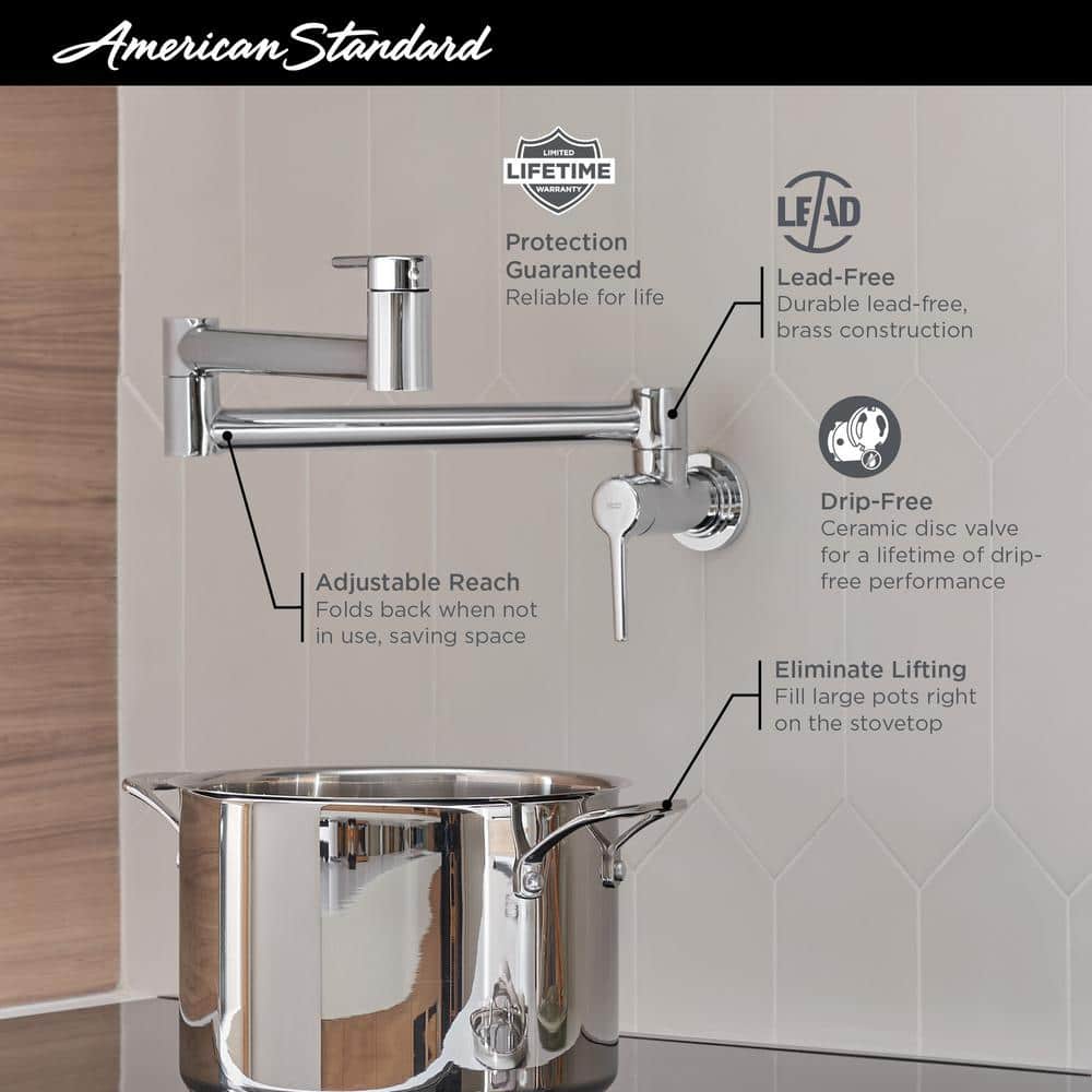Studio S Polished Chrome Wall-Mount Pot Filler Faucet