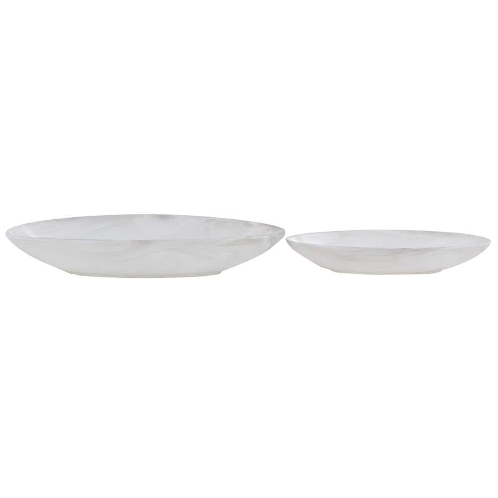 CosmoLiving Minimalist White Porcelain Oval Planter Set, 24"x10"