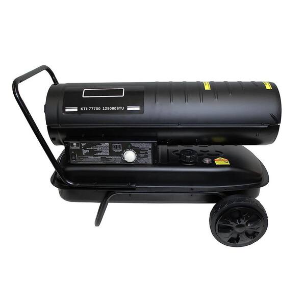 SILVEL 125,000 BTU Black Kerosene forced Air Space Heater with Thermostat  Temp Control for Construction Warehouses and Garages KF370051-01 - The Home  Depot