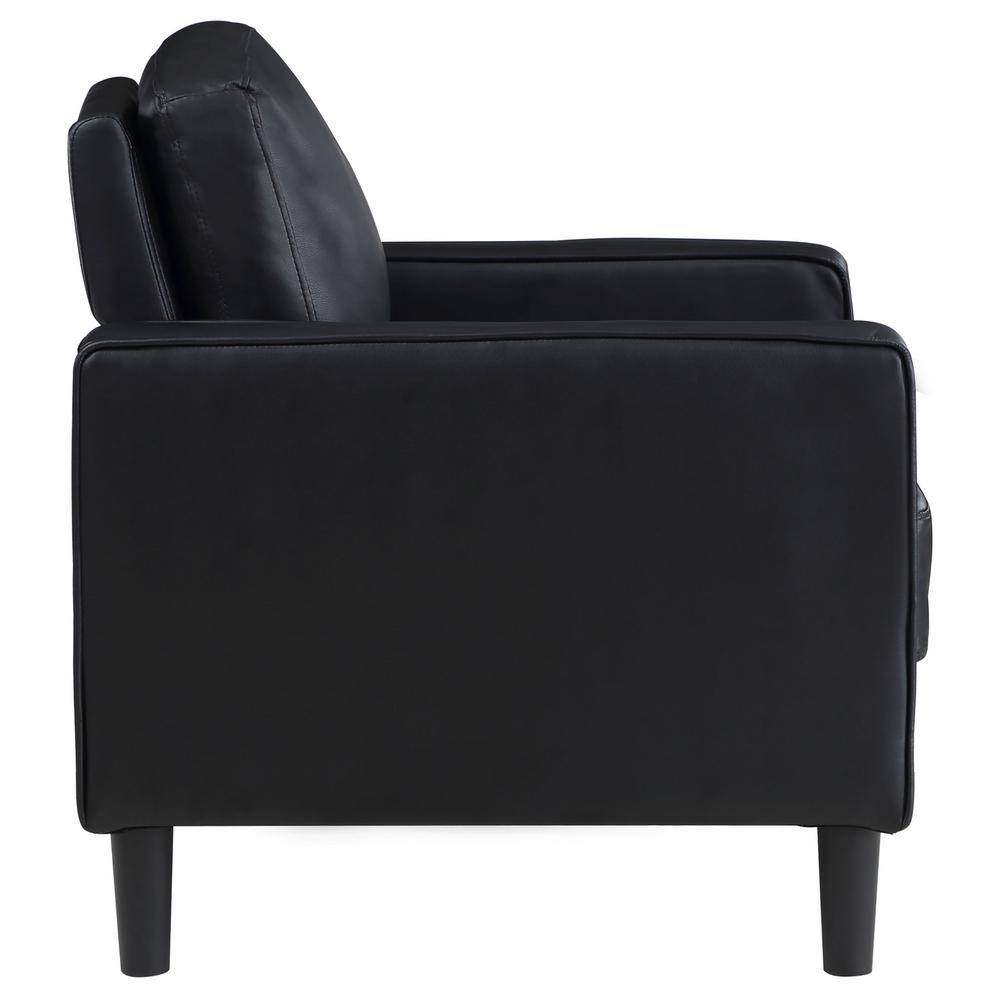 Ruth Black Faux Leather Transitional Accent Chair