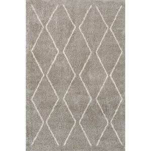 Catala Gray/Ivory 3 ft. x 5 ft. Moroccan Diamond Shag Area Rug