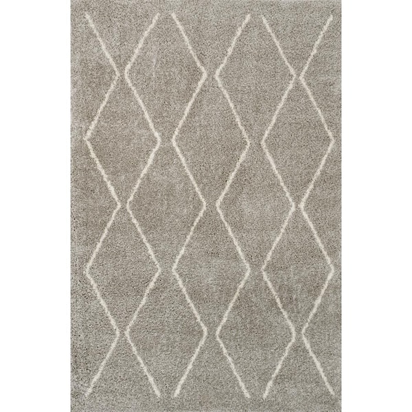 Catala Gray/Ivory 5 ft. x 8 ft. Moroccan Diamond Shag Area Rug