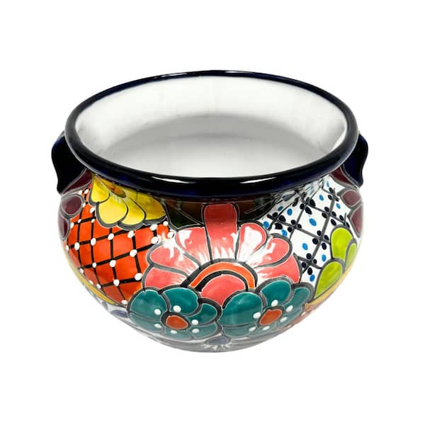 Unbranded 12 in. W x 10 in. H 11 qt. Talavera Small Traditional Ceramic Indoor Planter