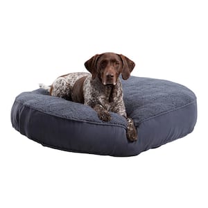 Scout Deluxe Large Round Blue Steel Sherpa Dog Bed