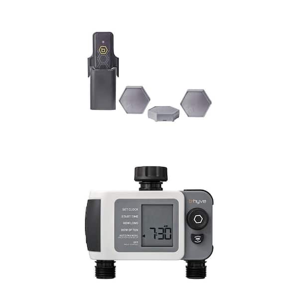 B-hyve XD Bluetooth 2-Outlet Hose Watering Timer and Smart Flood Sensor with Wi-Fi Hub Combo (3-Pack)