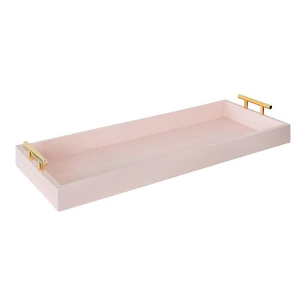 Kate and Laurel Lipton 24 in. x 10 in. Pink Rectangle Decorative Tray