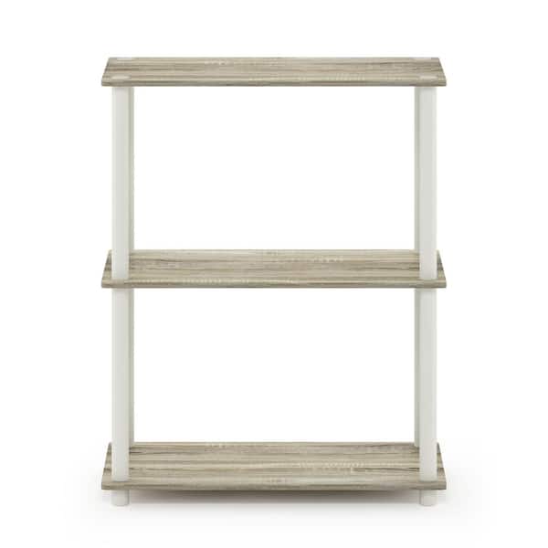 Furinno Turn-N-Tube 29.6 in. Sonoma Oak/White Wood 3-Shelf Multipurpose Display Shelf Bookcase