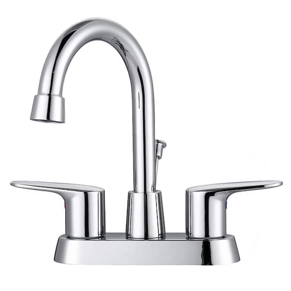 ALEASHA 4 in. Centerset Double Handle Bathroom Faucet in Chrome