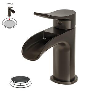 BWE Waterfall Single Handle Single Hole Low-Arc Modern Bathroom Faucet ...