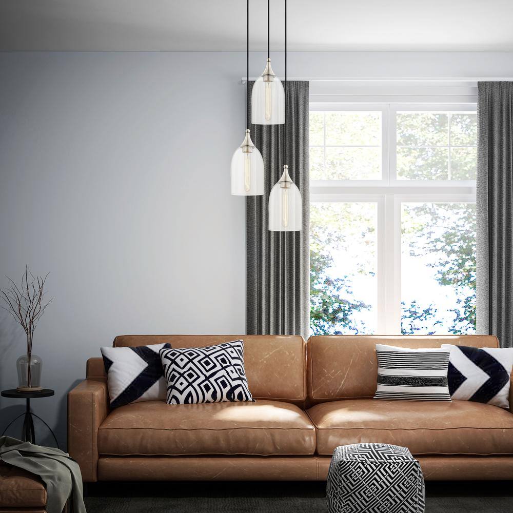 Coastal Brushed Nickel Mini Pendant with Clear Glass Shade