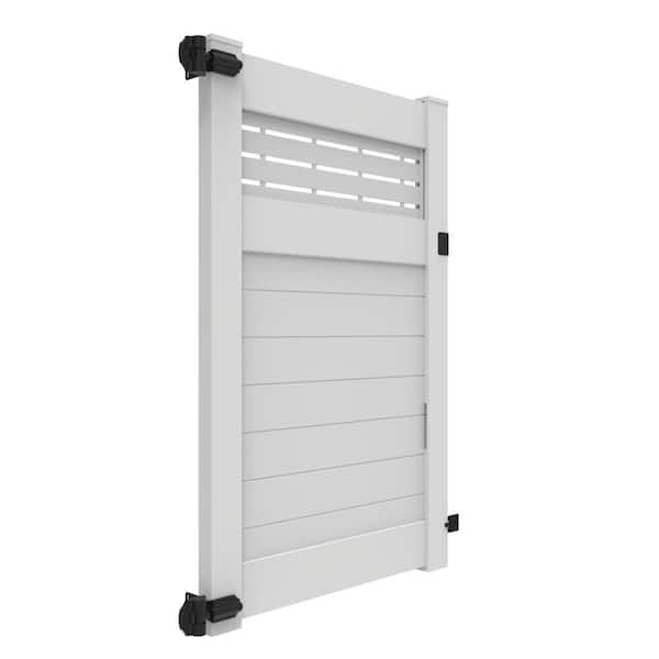 Barrette Outdoor Living Horizontal Fence Boardwalk DSP Vinyl Privacy Gate, 6 ft. x 46 in., White