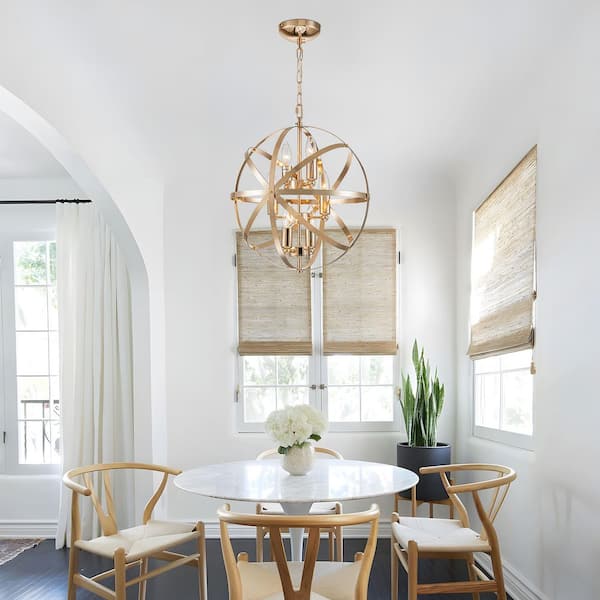 TinHon 15.7 in. 6-Light French Gold Orb Chandelier, Modern