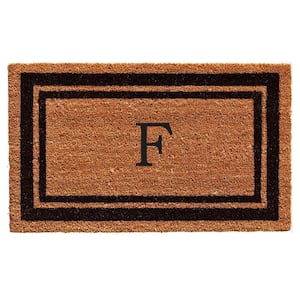 Black Border 24" x 48" Monogram Doormat (Letter F)