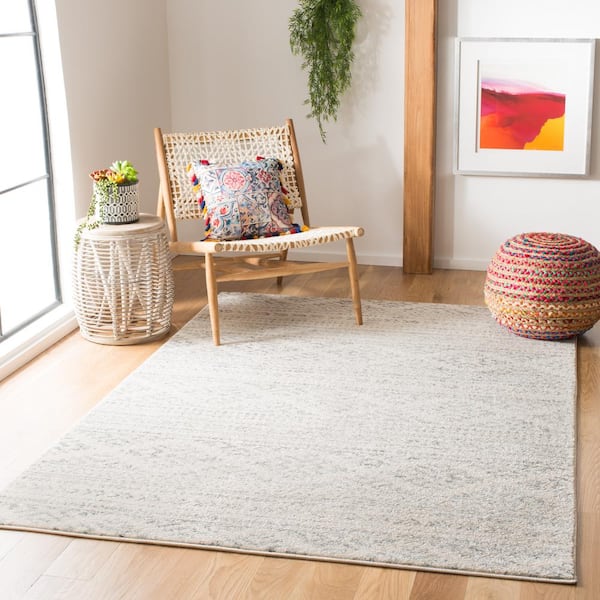 Tulum Ivory/Gray 5 ft. x 5 ft. Square Tribal Geometric Striped Area Rug