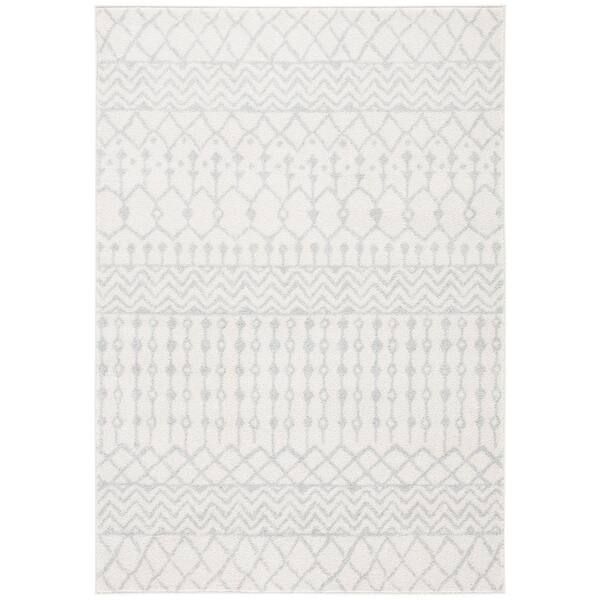 SAFAVIEH Tulum Ivory/Light Gray 9 ft. x 12 ft. Tribal Chevron Diamond