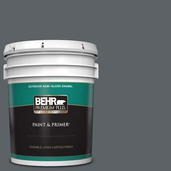 BEHR PREMIUM PLUS 5 gal. Home Decorators Collection #HDC-AC-25 Blue Metal Semi-Gloss Enamel Exterior Paint & Primer